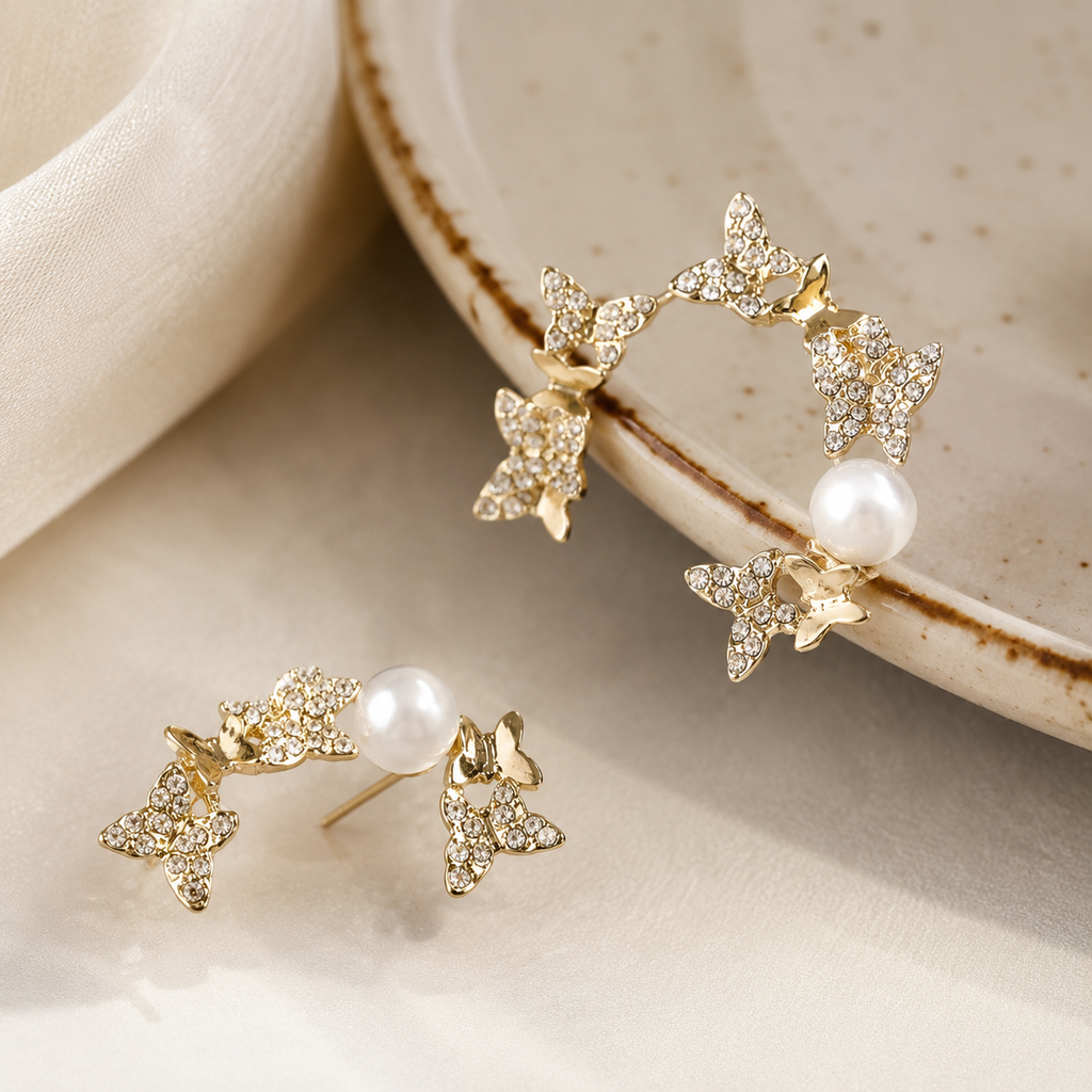 Butterfly Pearl Earrings