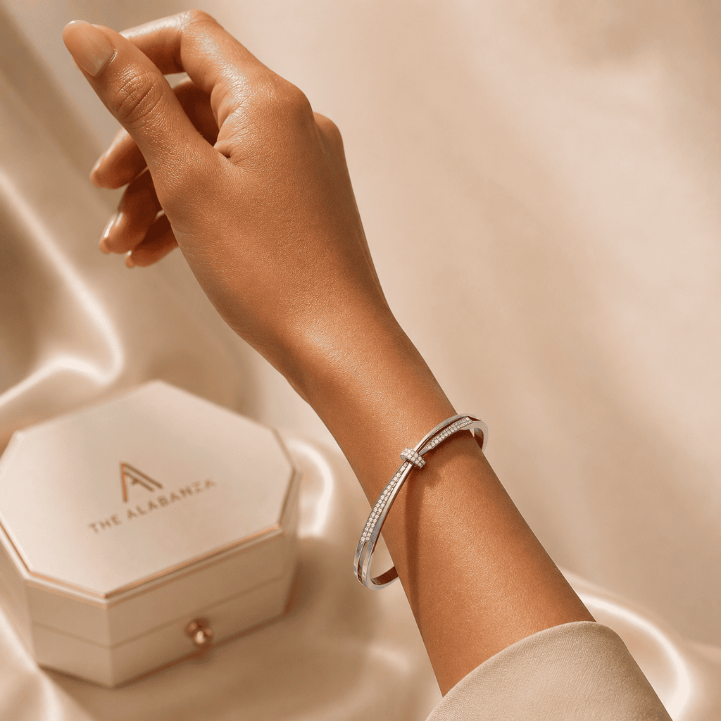 Crystal Silver Bangle