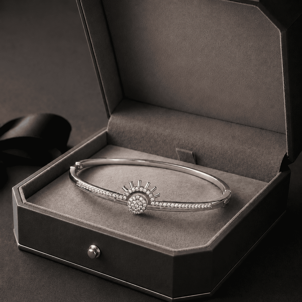 Sunburst Silver Bangle