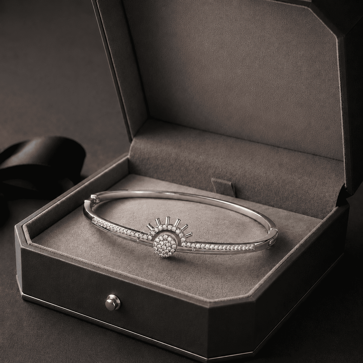 Sunburst Silver Bangle