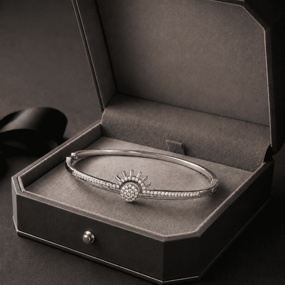 Sunburst Silver Bangle