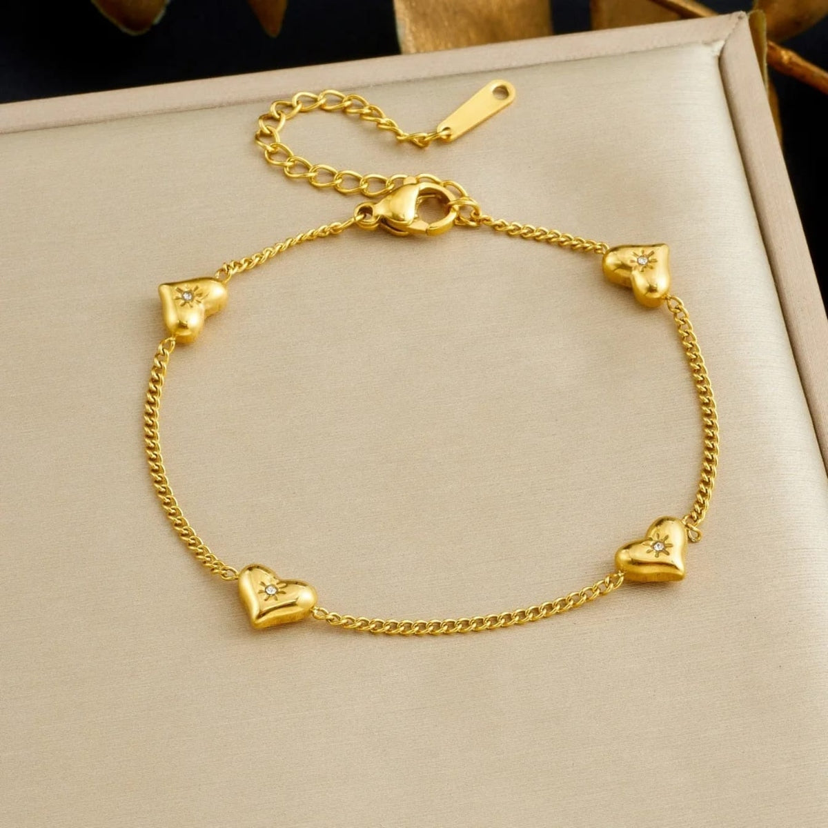 Golden Heart Charm Bracelet