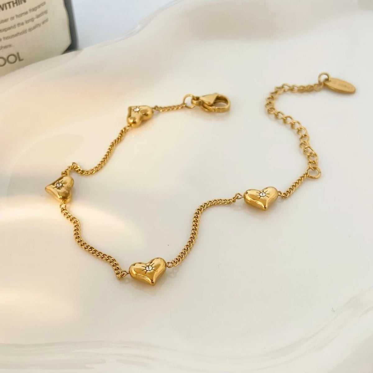 Golden Heart Charm Bracelet