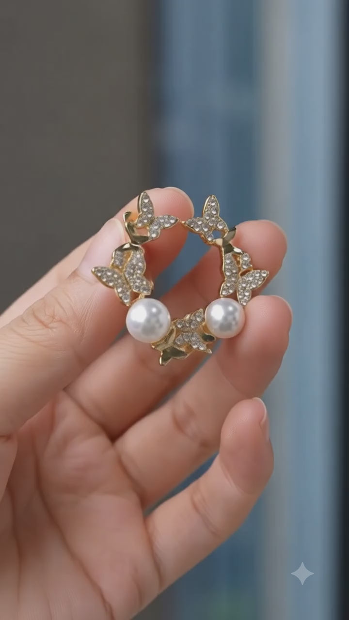 Butterfly Pearl Earrings